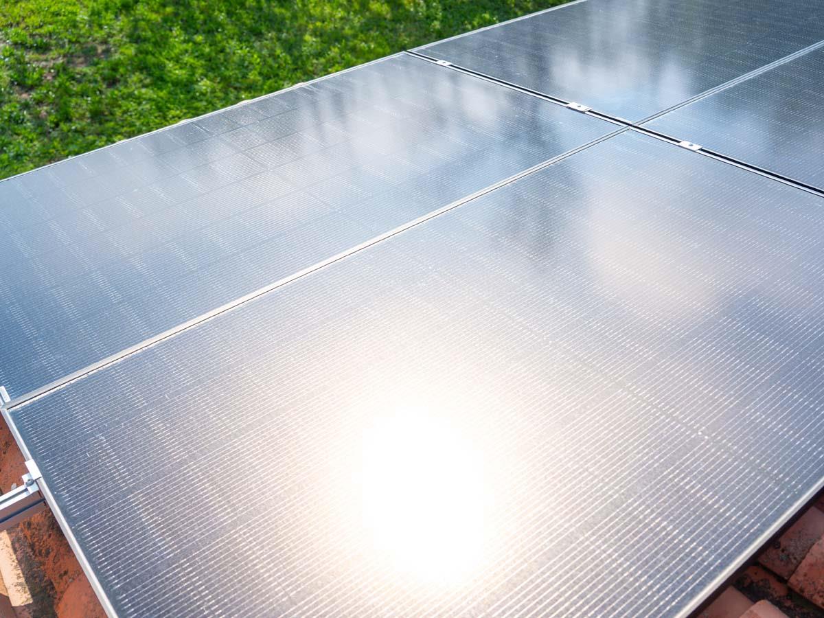 Clean solar panels on residential home